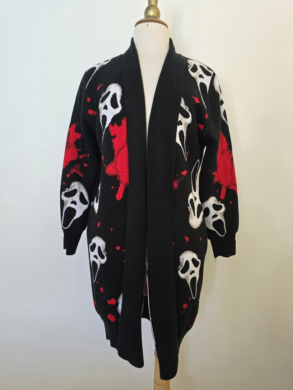 Scream ghost face Cardigan sweater Backstitch Bruja, limited drop edition